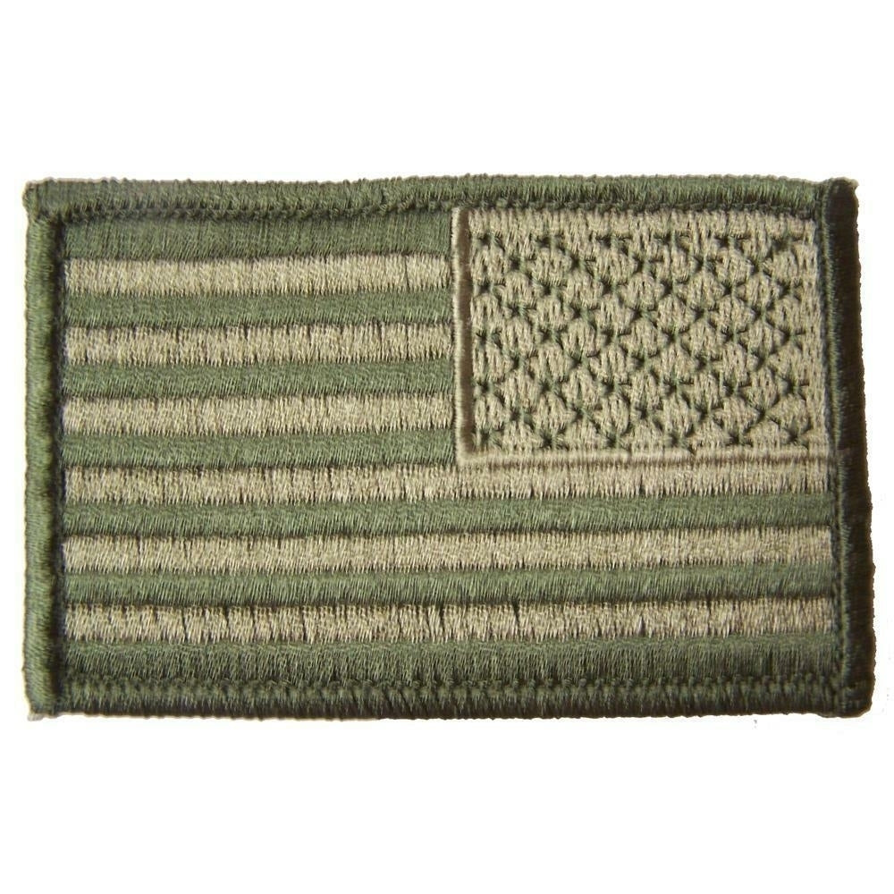 GREEN CAMO AMERICAN FLAG right arm PATCH P9001 3" BIKER EMBROIDERED military Image 1