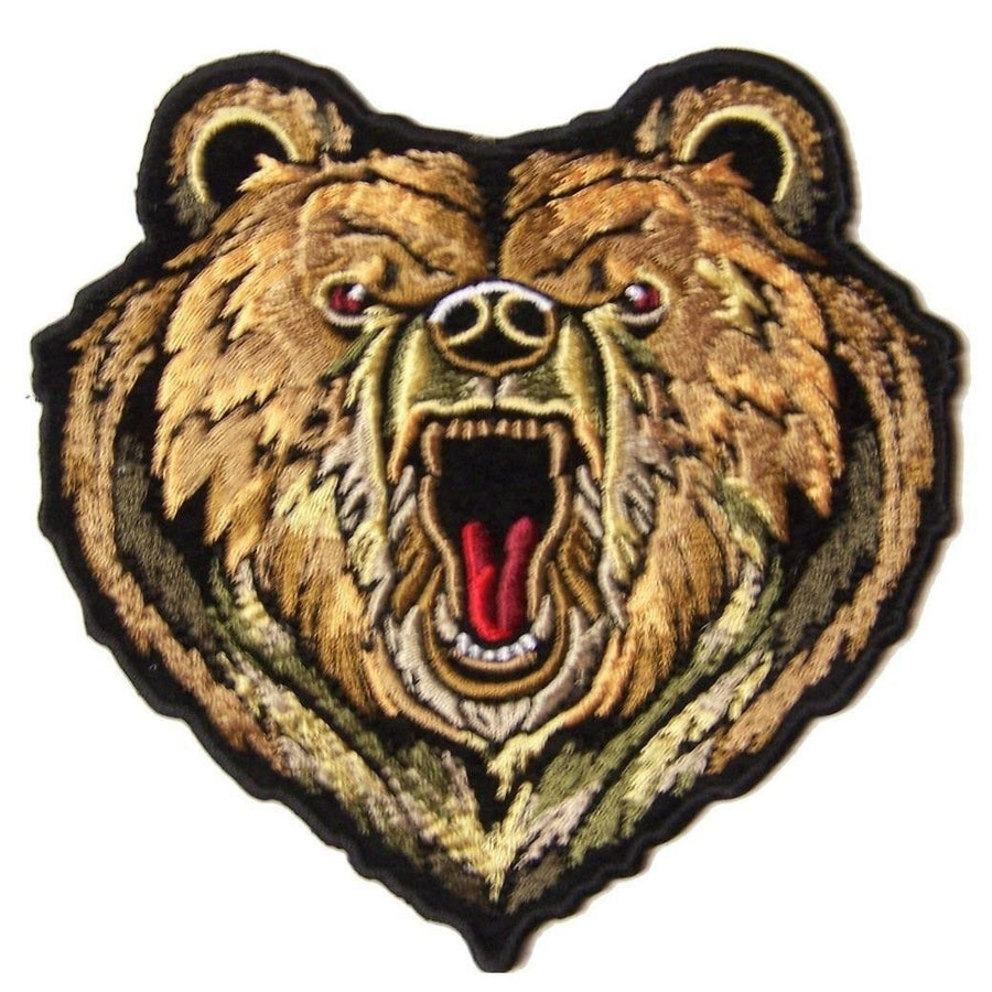 WILD BEAR HEAD PATCH P8930 jacket 4" BIKER EMBROIDERED animals bears Image 1