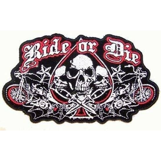 RIDE OR DIE SPADE SKULL EMBRODIERED PATCH P5510 biker iron on or sewon skeleton Image 1