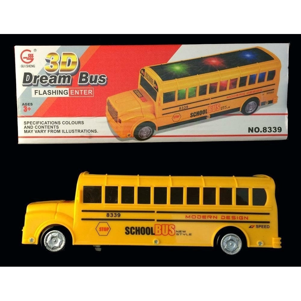 batttery operated BUMP AND GO LIGHT UP YELLOW SCHOOL BUS with music moving Image 1