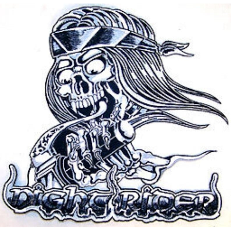 NIGHT RIDER SKULL JUMBO BACK PATCH jacket guns JBP010 Image 1