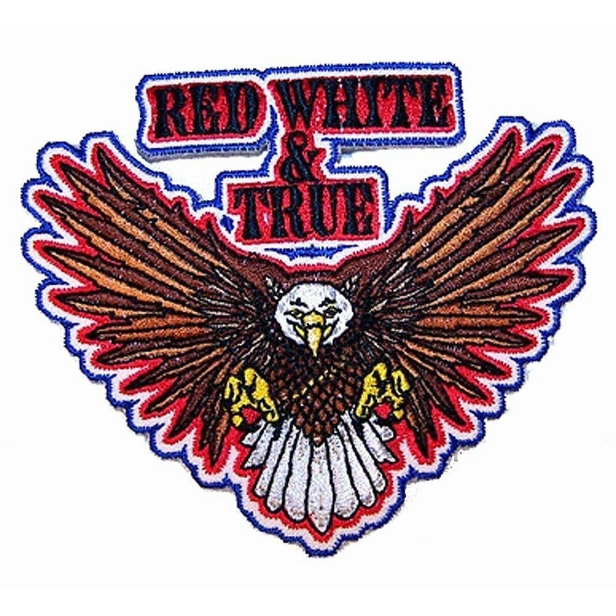 RED WHITE TRUE EAGLE EMB PATCH sew on iron biker P382 embroidered eagles patches Image 1