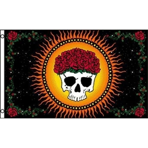 GRACIOUSLY DEPARTED 3 X 5 FLAG banner FL722 SKULL AND ROSES hippie items Image 1