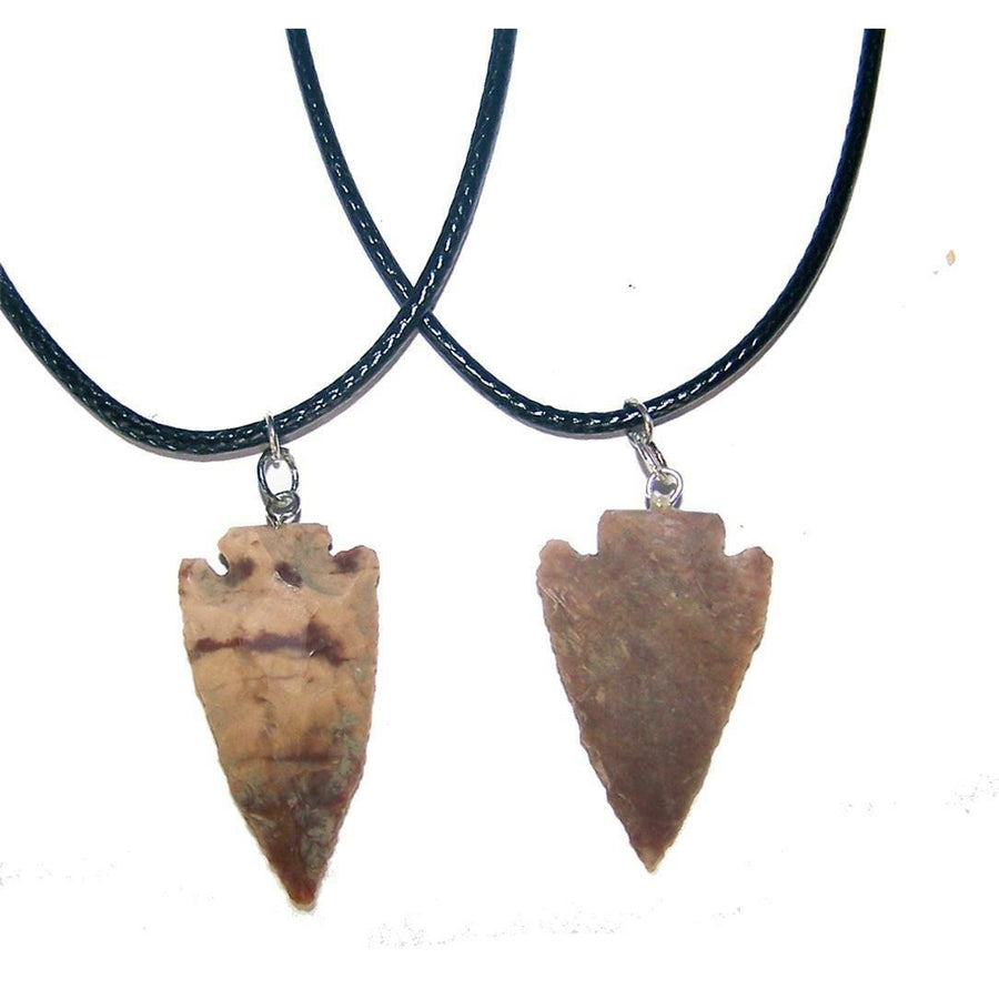 2 REAL STONE ARROWHEAD BLACK ROPE adjust NECKLACE western fashion jewelry stone Image 1