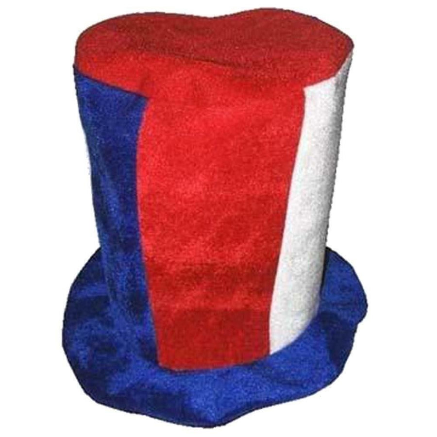 USA RED WHITE AND BLUE STRIPS PLUSH mens or womens DRESSUP PARTY HAT felt hats Image 1