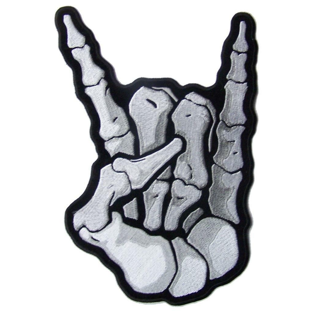 large JUMBO SKELETON HAND BONES HANG LOOSE BACK PATCH 091 EMBROIDERED 11 IN Image 1