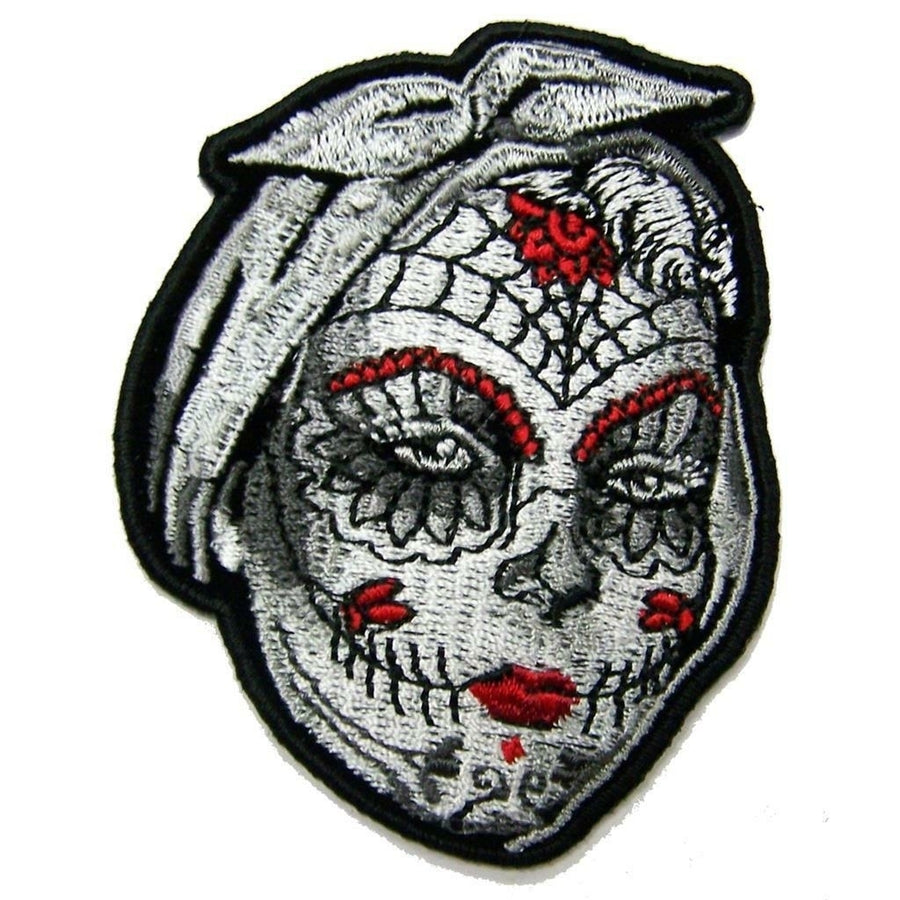 SUGAR SKULL WOMEN POSTER FACE PATCH 9300 EMBROIDERED 3IN BIKER patches Image 1