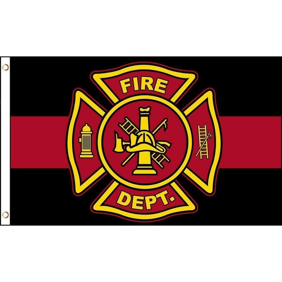 FIREFIGHTER EMBLEM RED LINE 3 X 5 FLAG FL760 honor pride fire fighter banner Image 1