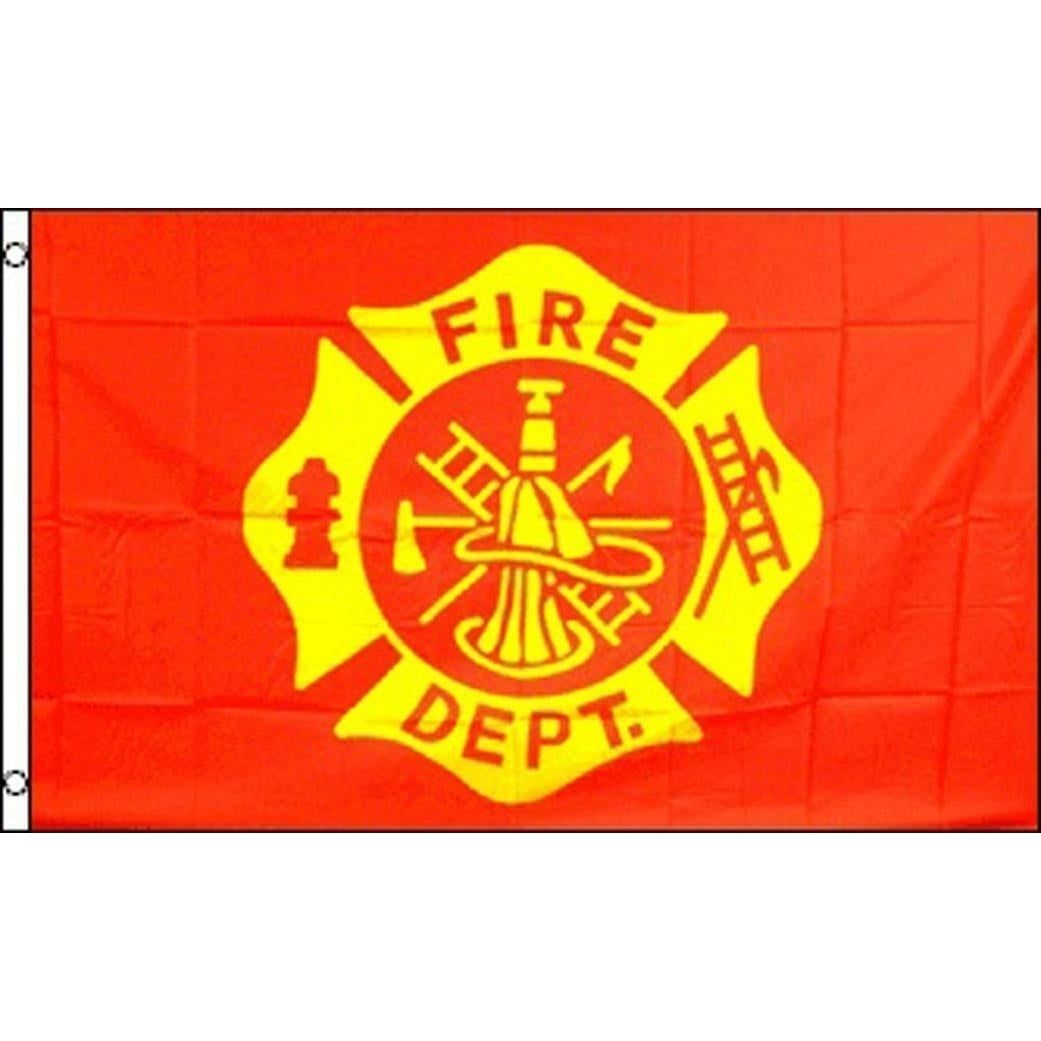 FIRE DEPARTMENT EMBLEM RED 3 X 5 FLAG FL736 axes hat fire fighter banner Image 1