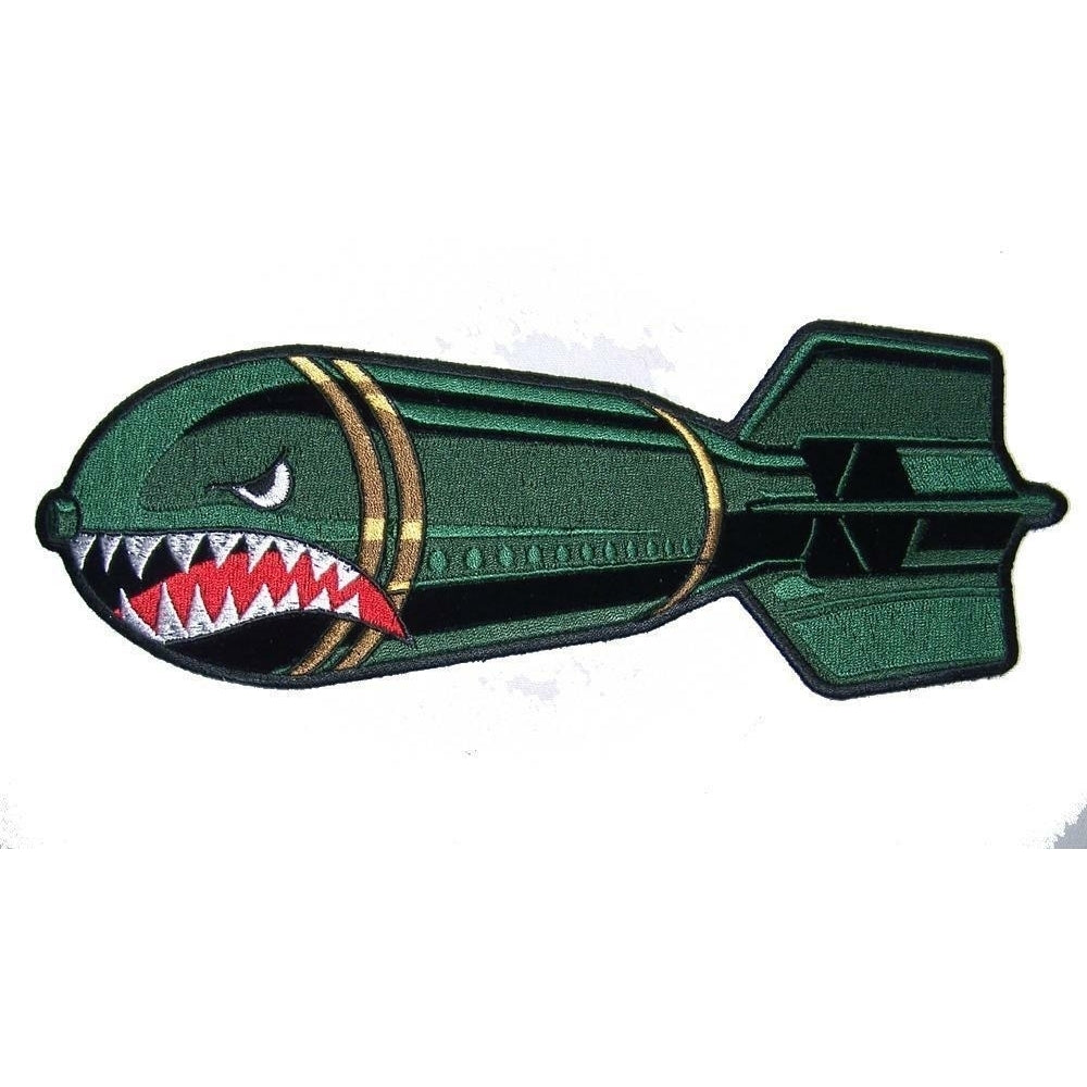 JUMBO 10 IN SHARK FACE WITH TEETH DROP BOMB JACKET BACK PATCH JBP83 patches Image 1