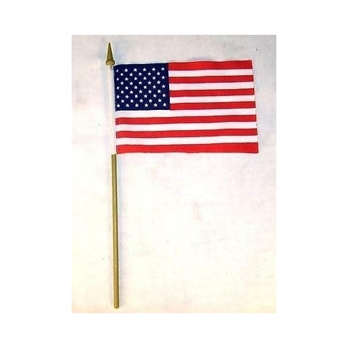 6 AMERICAN FLAG ON STICK 4 X 6 INCH united states of america USA bulk flags Image 1