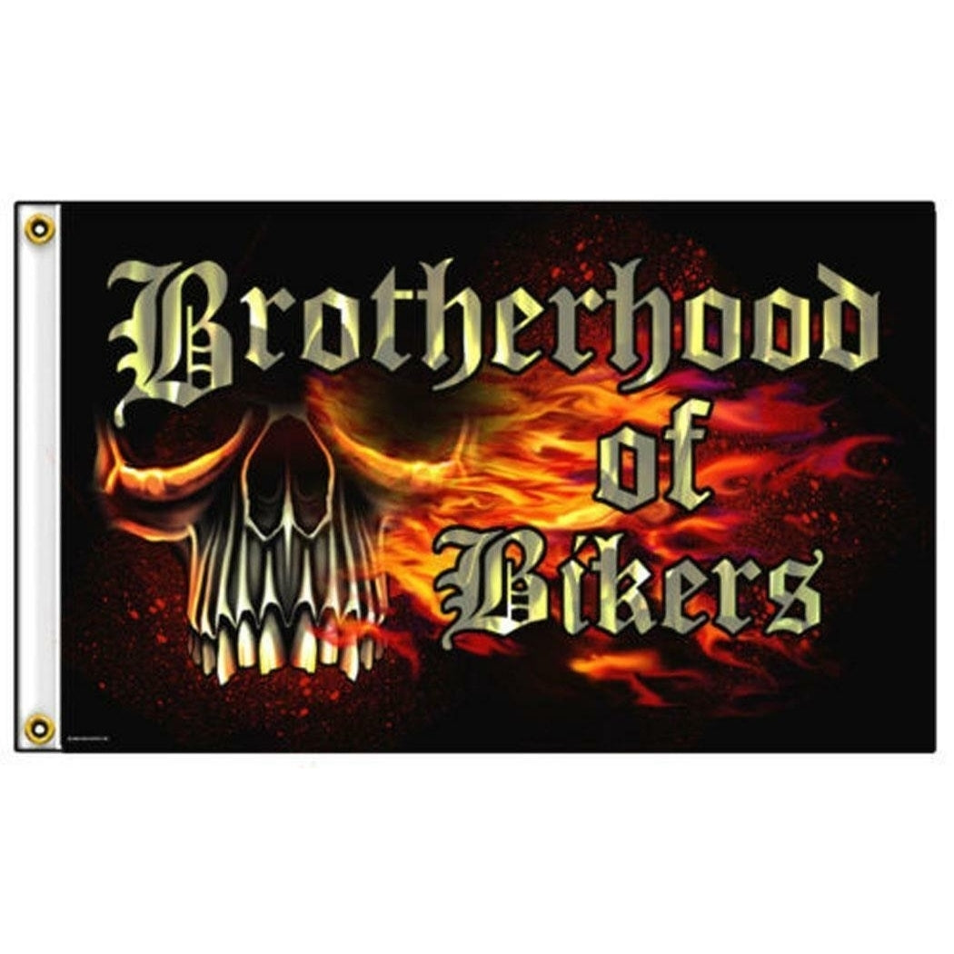 DELUXE BIKER FLAG BROTHERHOOD OF BIKERS skull FL395 3x5 bikers item skulls flags Image 1