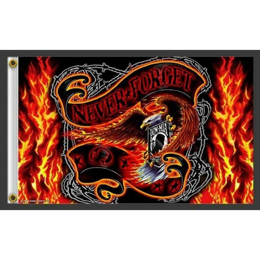 DELUXE POW MIA NEVER FORGET EAGLE 3 X 5 FLAG FL407 bikers item LARGE 3X5 Image 1