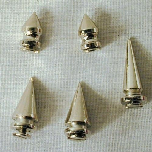 12 LG METAL screw on silver SPIKES leather jacket spike 27MM punk novelty item Image 1