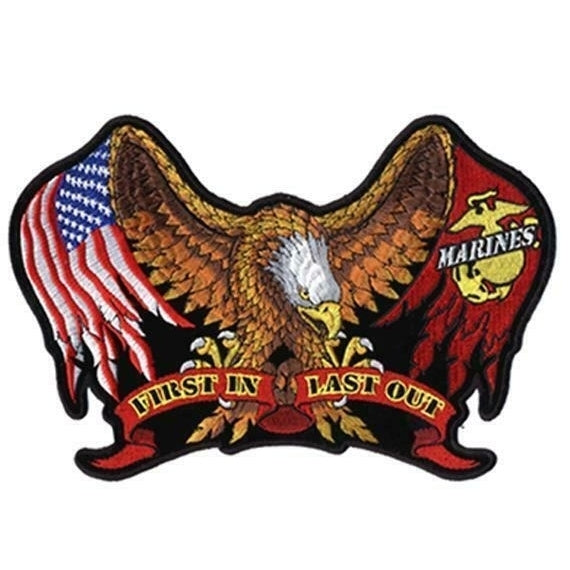 EAGLE AMERICAN FLAG MARINES PATCH P3540 MILITARY patches BIKER EMBROIDERED Image 1