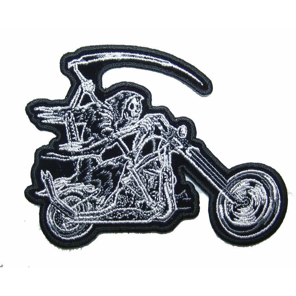 GRIM REAPER RIDING MOTORCYCLE PATCH P8170 jacket BIKER EMBROIDERED IRONON Image 1