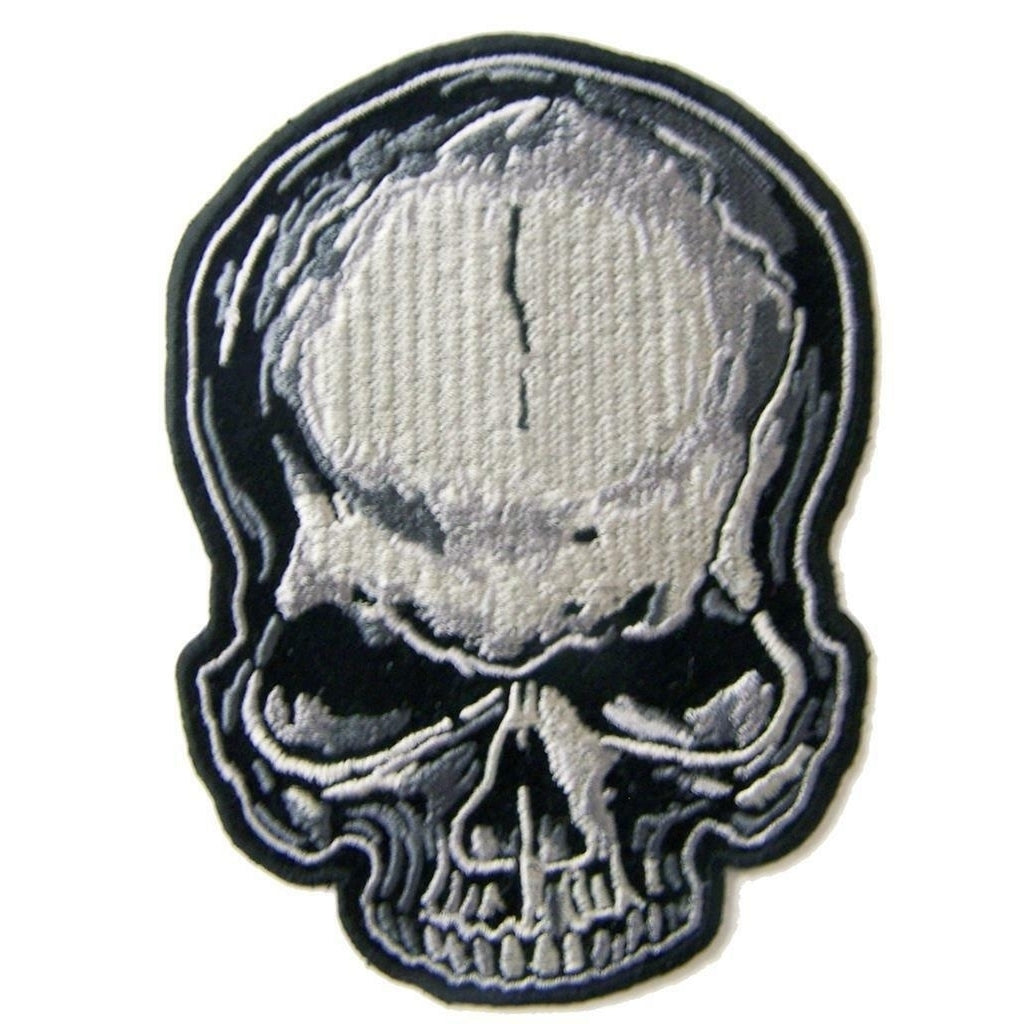 GREY SKULL PATCH 9500 EMBROIDERED 4 IN novelty skeleton head biker PATCHES Image 1