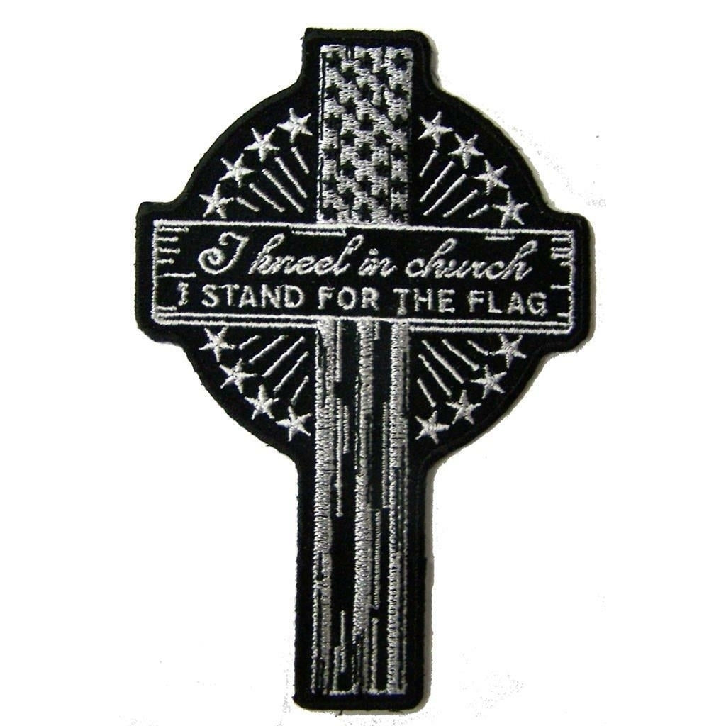 I KNEEL IN CHURCH STAND FOR THE FLAG PATCH 9590 EMBROIDERED 5 IN biker PATCHES Image 1