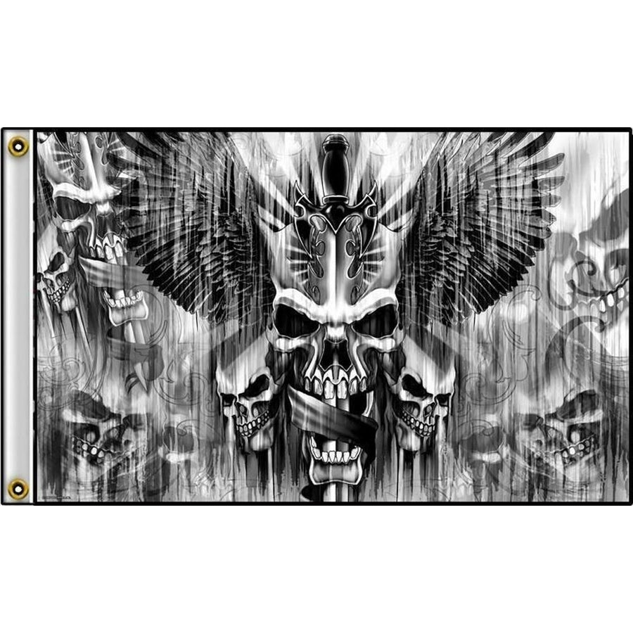 DELUXE SKULLS AND SWORDS 3 X 5 FLAG FL382 bikers item LARGE 3X5 SKELETONS Image 1