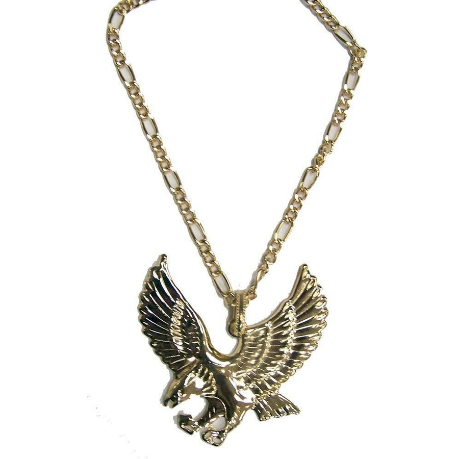 BUY 1 GET ONE FREE JUMBO GOLD BLING EAGLE PENDANT WITH 24 INCH CHAIN NECKLACE Image 1