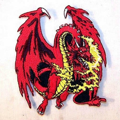 6 RED DRAGON EMBROIDERED PATCH sew or iron biker P-363 DRAGONS PATCHES FANTASY Image 1