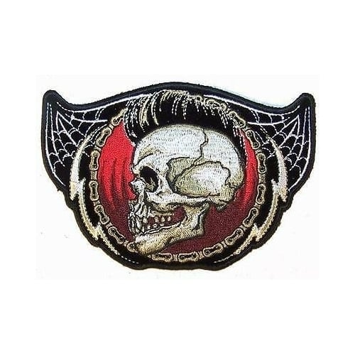 SKULL HEAD MOHAWK BIKE CHAIN PATCH P6743 jacket patches BIKER EMBROIDERIED Image 1