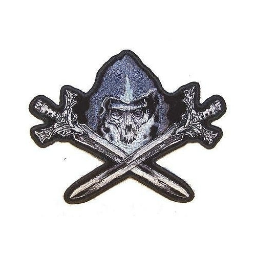 DELUXE EMBRODIERED PATCH EXCALIBER REAPER SKULL PA6871 iron on novelty biker 5IN Image 1