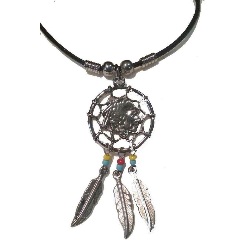 2 WARRIOR HEAD DREAM CATCHER ROPE NECKLACE 083 western necklaces dreamcatcher Image 1