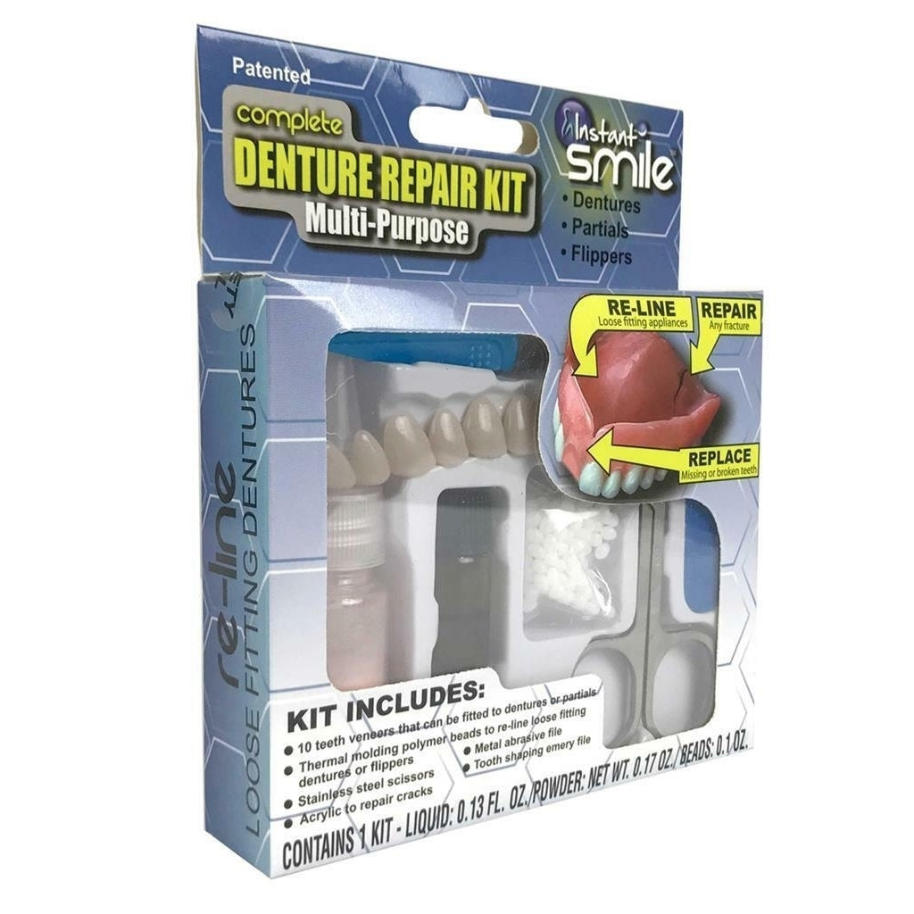 MULTI-PURPOSE COMPLETE DENTURE REPAIR KIT plus 2 ex BEADS reline or fix dentures Image 1