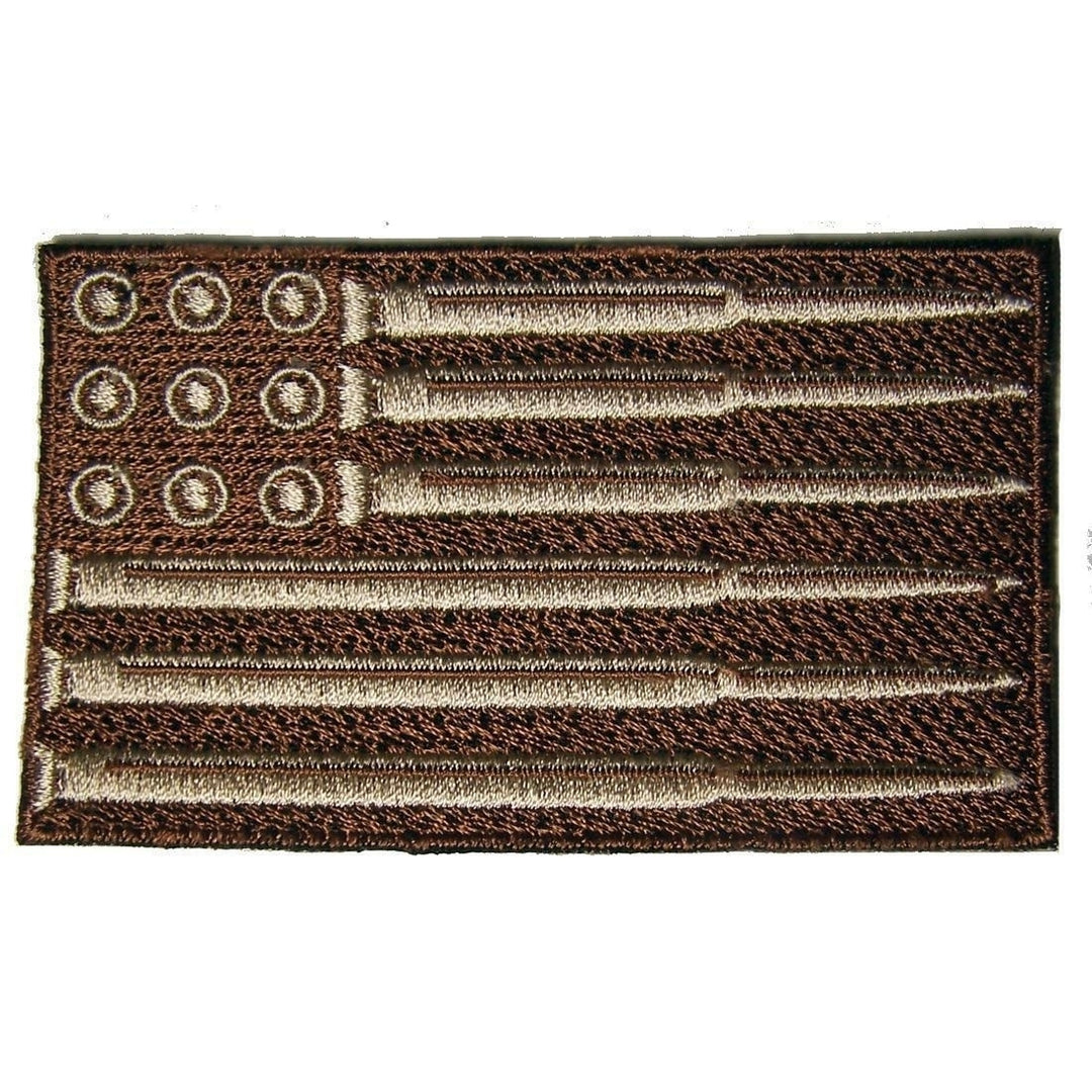 DESERT BROWN CAMO AMERICAN FLAG W BULLET ARM PATCH P686 jacket 2ND AMENDMENT Image 1