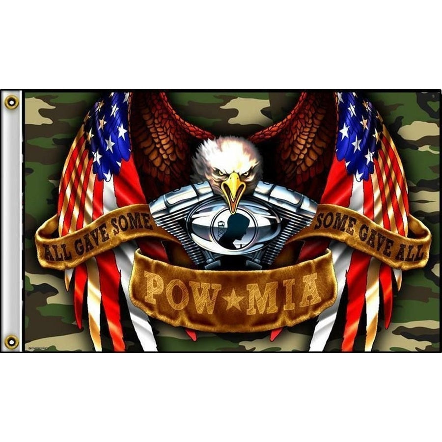 DELUXE USA POW MIA FLYING EAGLE 3 X 5 FLAG FL404 bikers item LARGE 3X5 military Image 1