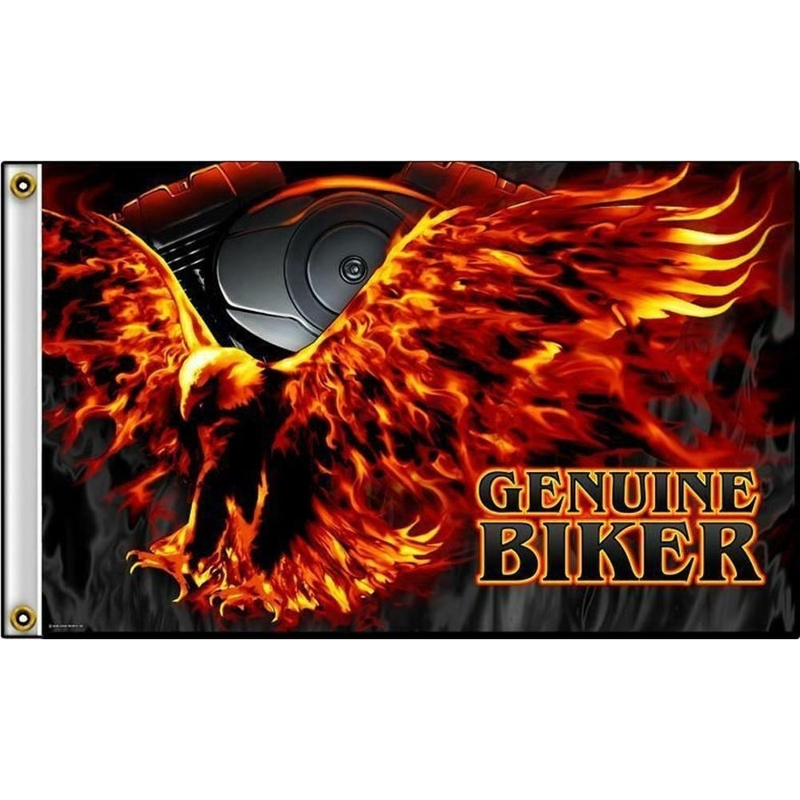 DELUXE GENUINE BIKER EAGLE 3 X 5 FLAG FL397 bikers item LARGE 3X5 FLYIING EAGLES Image 1