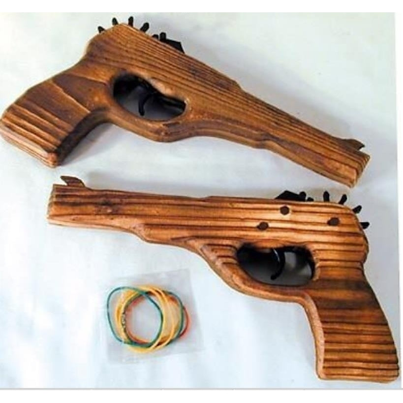 ANTIQUE LOOK WOOD ELASTIC GUNS kids toys toy gun Image 1