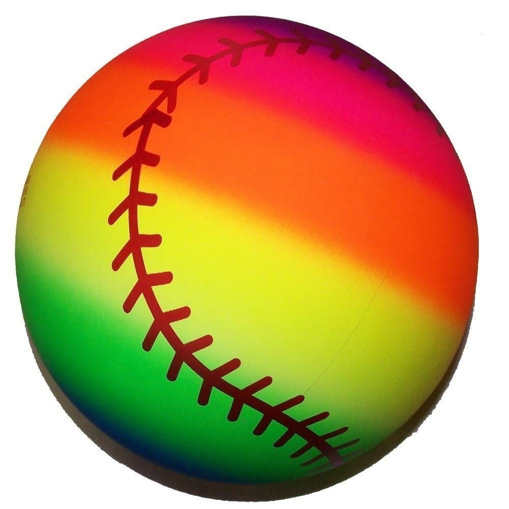RAINBOW SPORTS BASEBALL BALL kick bounce squeeze novelty play toy bouncing Image 1