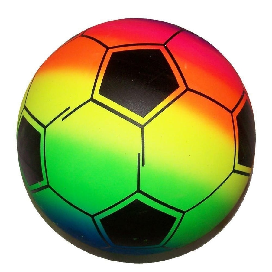 RAINBOW SPORTS SOCCER BALL kick bounce squeeze novelty play toy bouncing balls Image 1