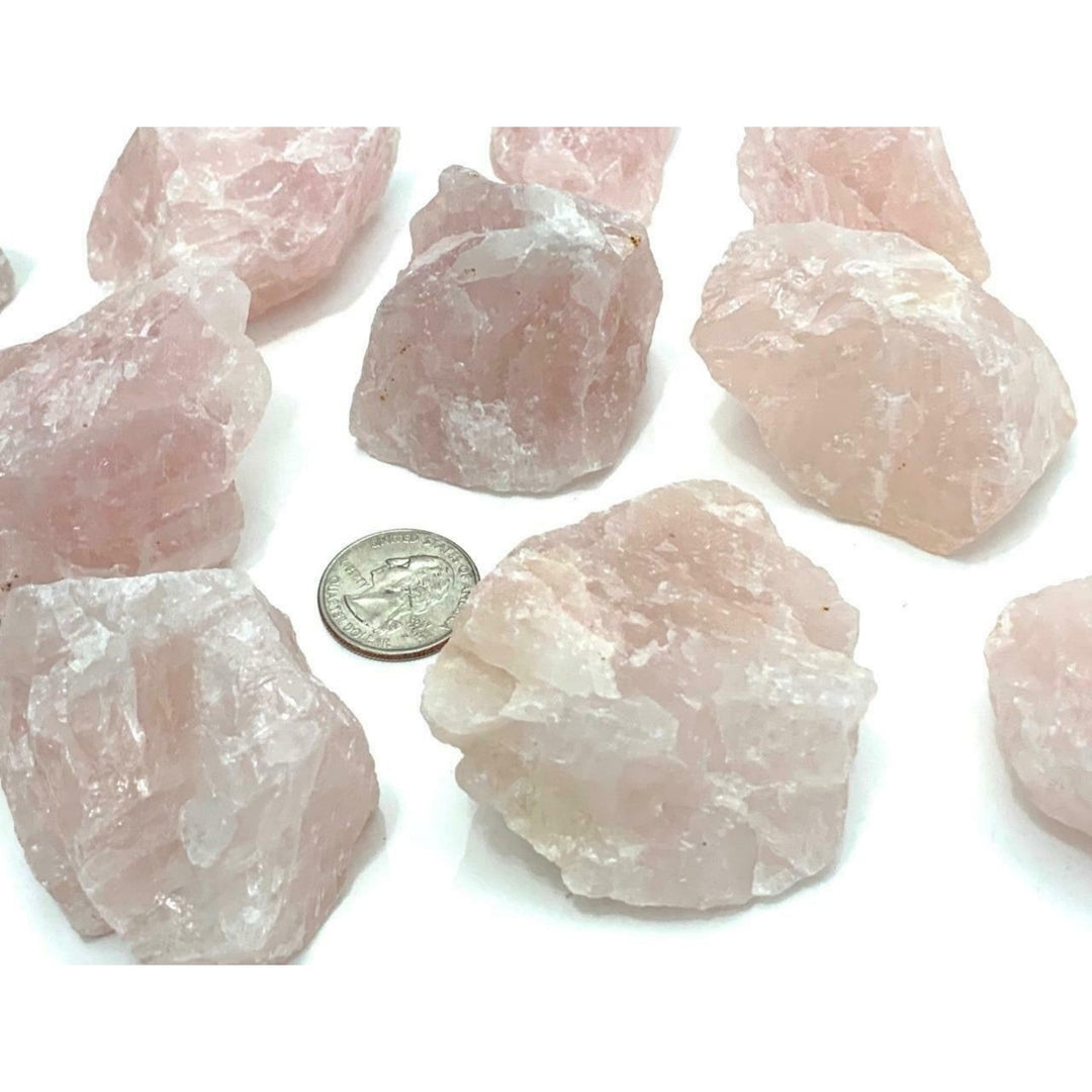 6 PCS ROUGH CUT ROSE QUARTZ CRYSTALS 2"-2 1/2" LARGE MINERAL STONES 29 pink Image 1