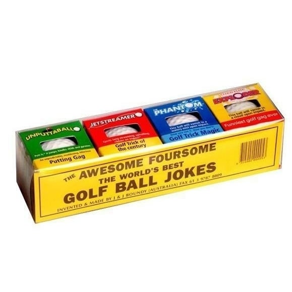 AWSOME 4 PACK OF TRICK JOKE GOLF BALLS assortment prank gag golfing novelty ball Image 1