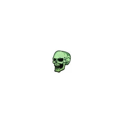 GREEN SKULL LEFT EMBRODIERED PATCH P5840 biker NOVELTY iron on scull head Image 1