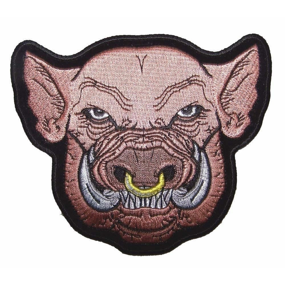 PIG / HOG HEAD W NOSE RING PATCH P4080 jacket BIKER EMBROIDERIED BIKEnew Image 1