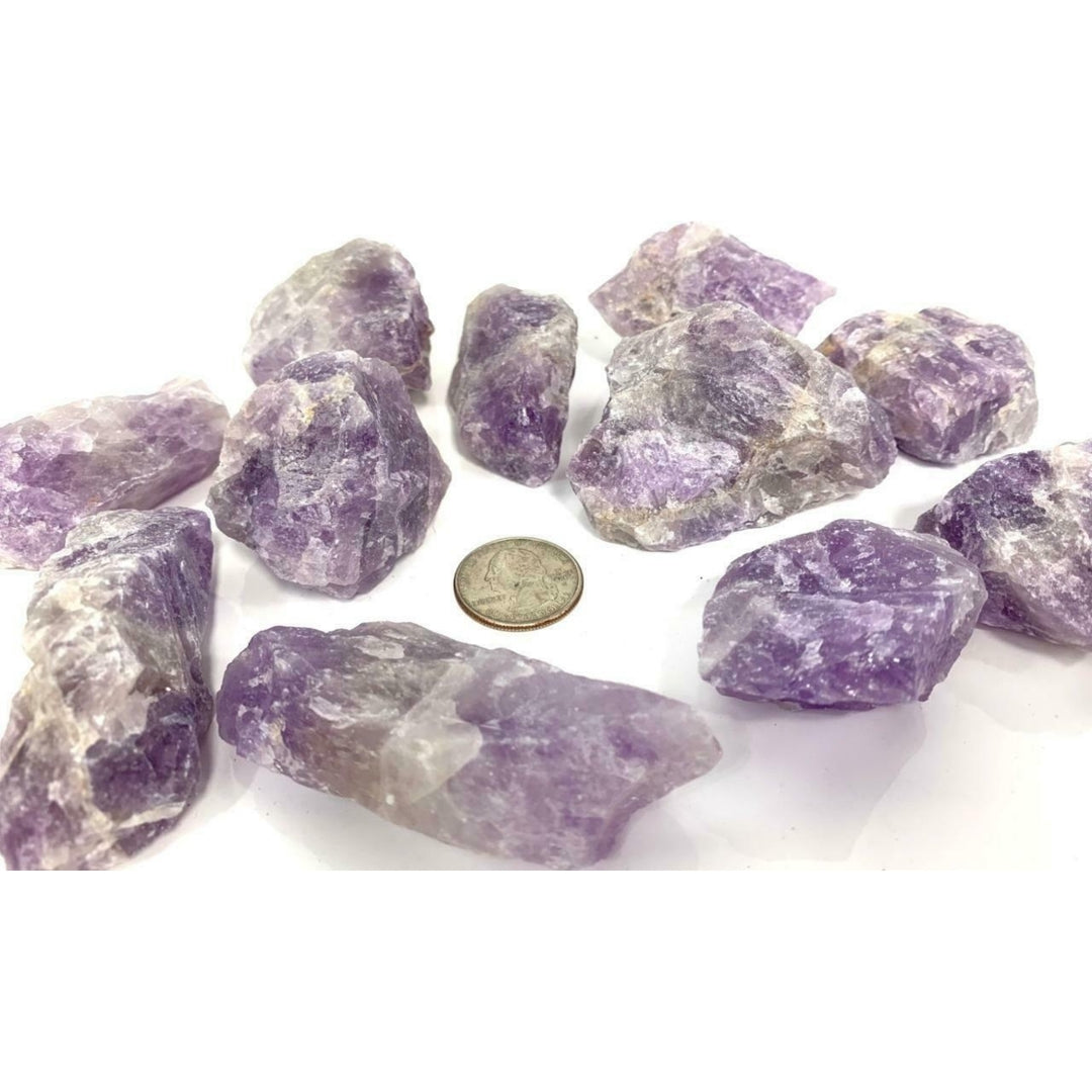 6 PCS ROUGH CUT AMETHYST CRYSTALS 2"-2 1/2" LARGE MINERAL STONES 30 PURPLE Image 1