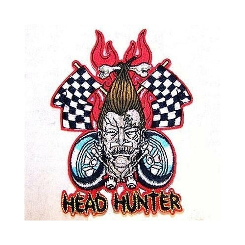 HEAD HUNTER RACING EMBRODIERED PATCH jacket biker P487 bikers novelty patches Image 1