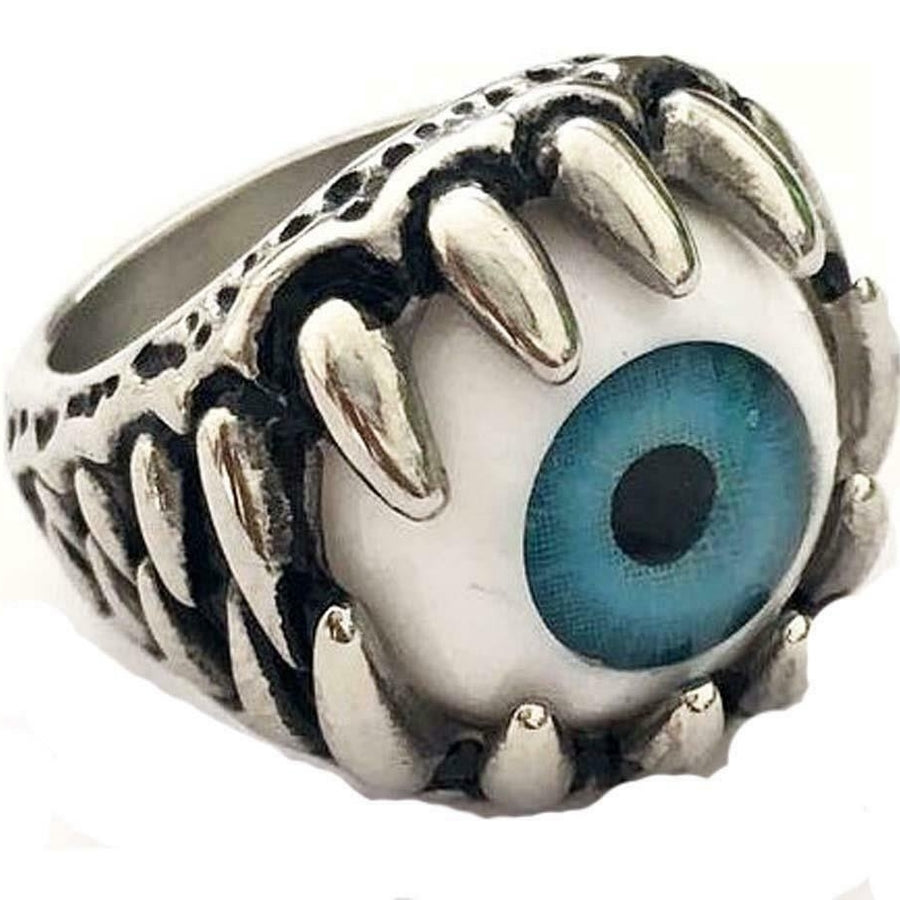 BLUE EYE BALL STAINLESS STEEL RING sizes 7 to 14 available S-554  halloween Image 1