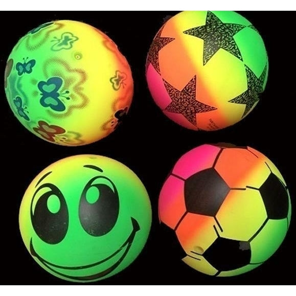 24 ASST 7 IN RAINBOW NOVELTY BALLS new toy bounce ball buttery star soccer ect Image 1
