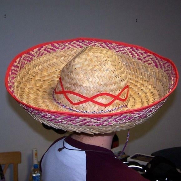 1 LARGE STRAW MEXICAN SOMBRERO HAT mexico ht47 tall cap dressup costumes PARTY Image 1