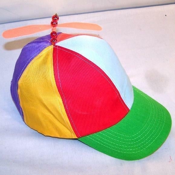 6 KIDS SIZE SPINNING PROPELLER HAT novelty baseball cap childrens BALL CAPS Image 1