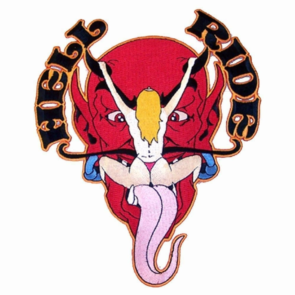 LARGE 9 INCH HELL RIDE DEVIIL CHICK JACKET BACK PATCH embroidered biker JBP01 Image 1