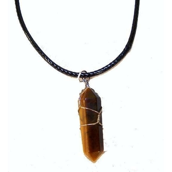 TIGERS EYE STONE WIRE WRAPPED NECKLACE mens womens health healing JL516 stones Image 1