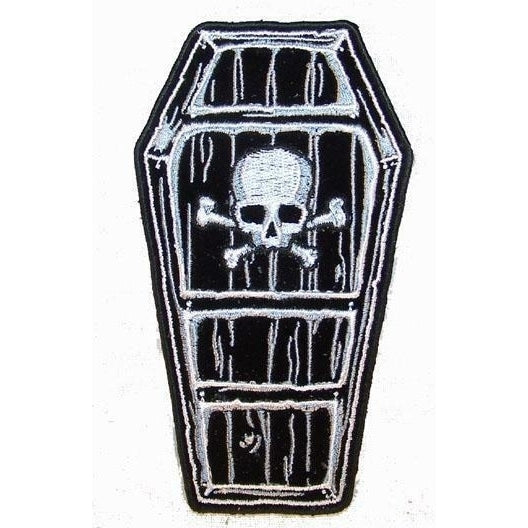 COFFIN SKULL AND CROSS BONES PATCH P7300 NEW jacket patches BIKER EMBROIDERIED Image 1