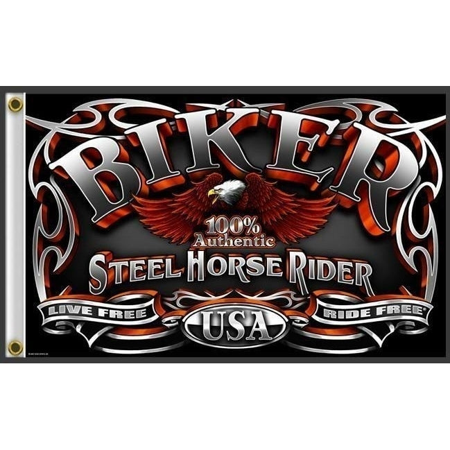 DELUXE STEEL HORSE RIDER 3 X 5 FLAG FL380 3x5 bikers item LARGE 3X5 MOTORCYCLE Image 1