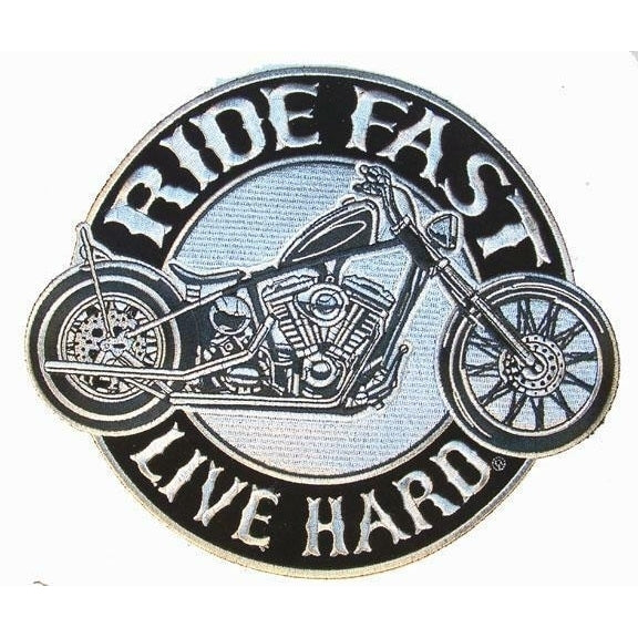 RIDE FAST LIVE HARD PATCH P7070 jacket patches BIKER EMBROIDERIED iron on Image 1